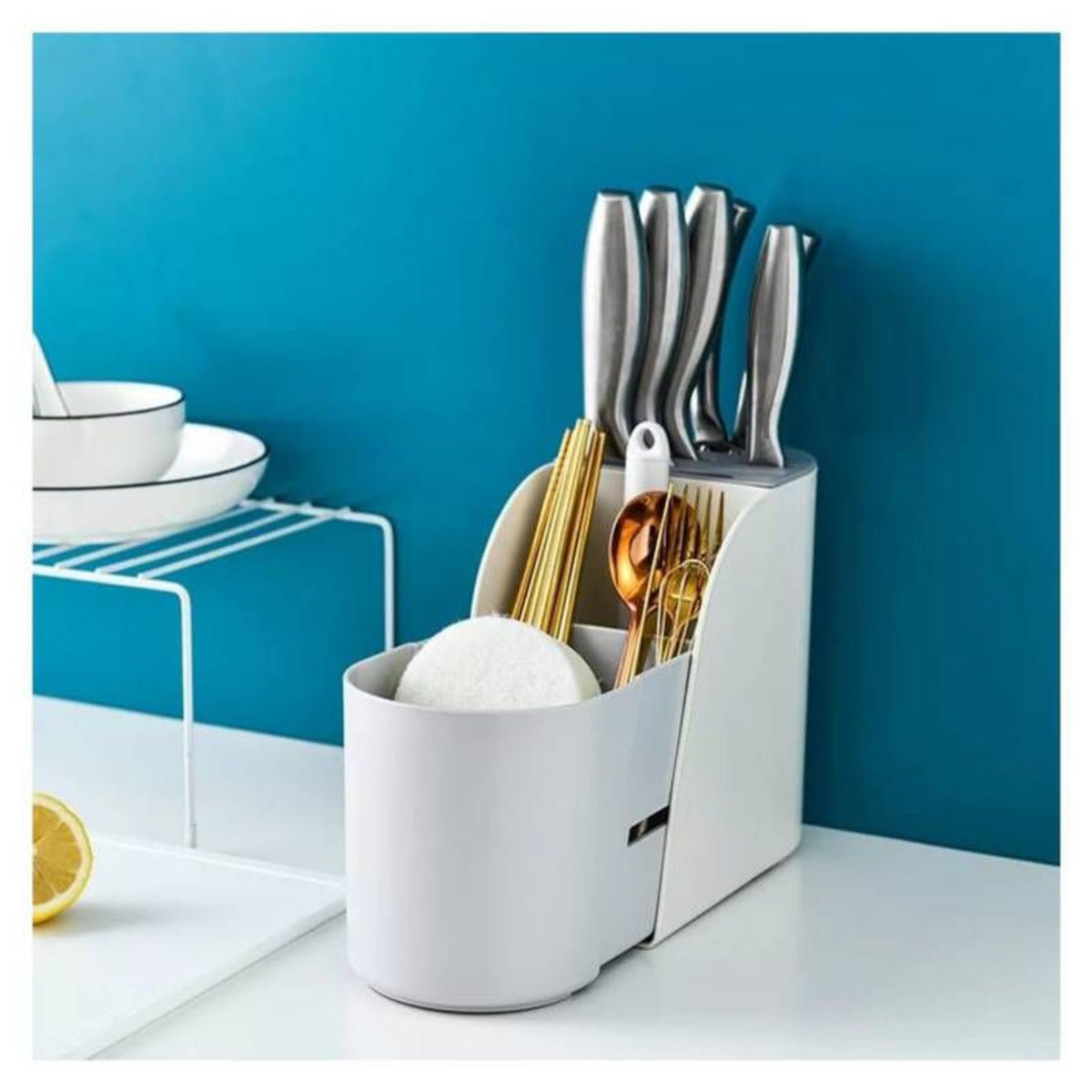 GENERICO - Porta cubiertos retractil con porta cuchillos y utensilios