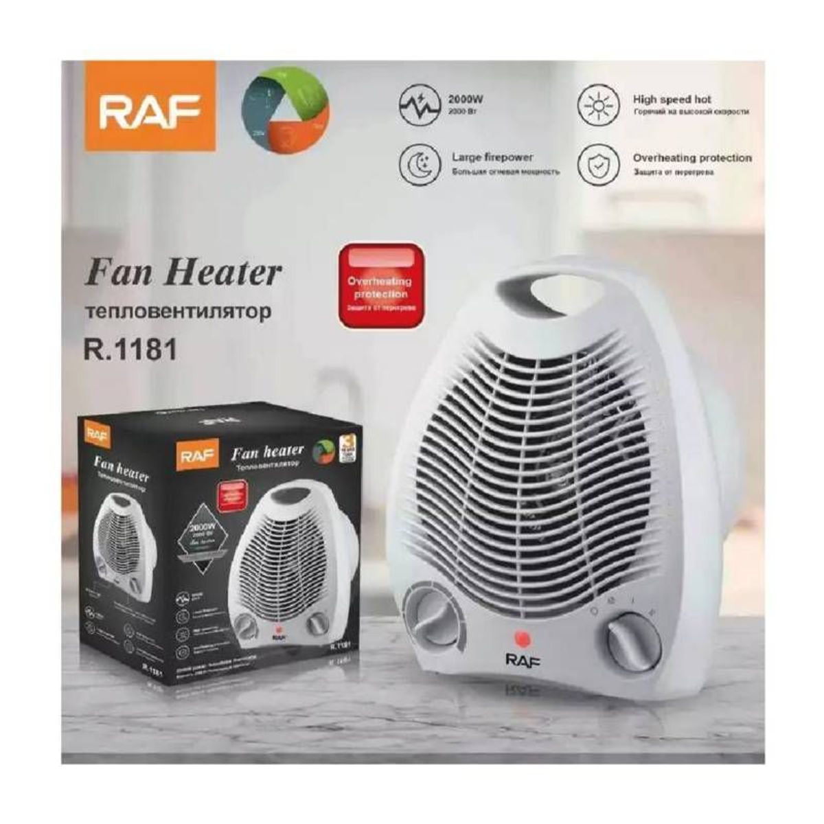 GENERICO - Calefactor RAF TERMOVENTILADOR Eléctrico Portátil 2000W