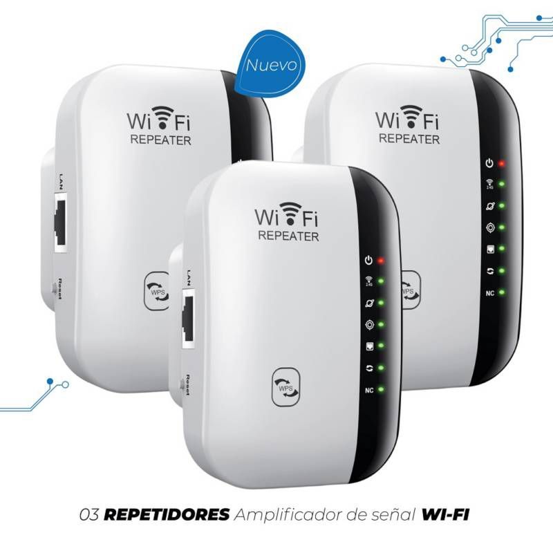 GENERICO - Repetidor de Señal WI-FIAmplifica SeñalColor Blanco3 Unidades
