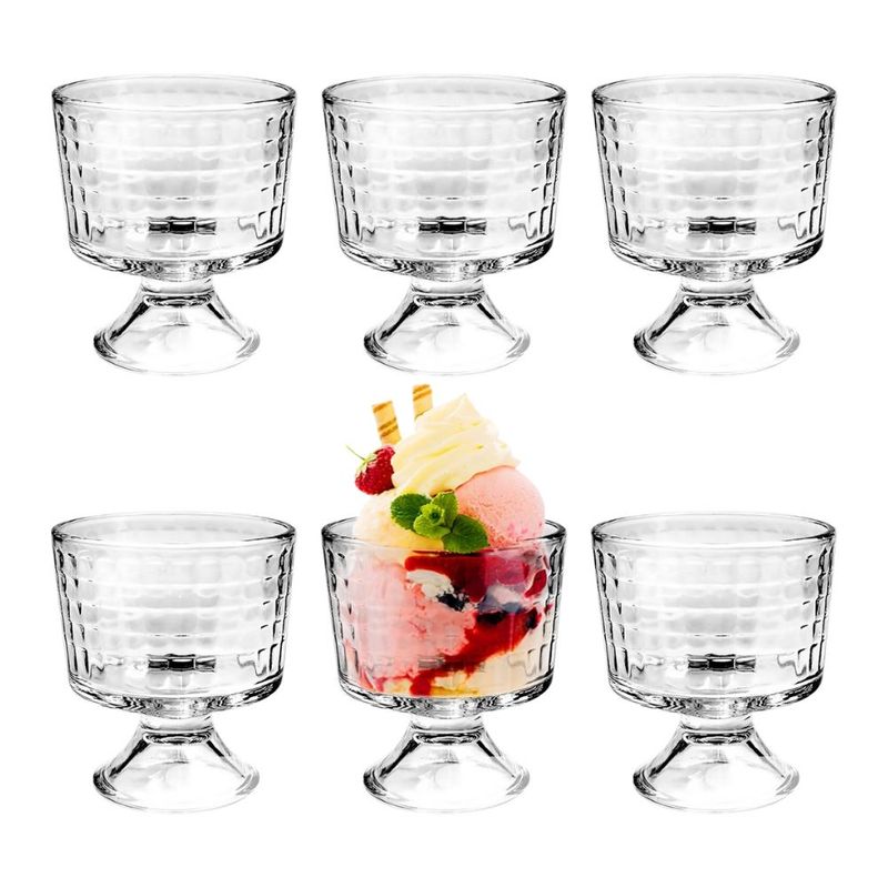INSPIRA - Set de 6 Copas de Vidrio para Postre Helado Cuadros 310 ml