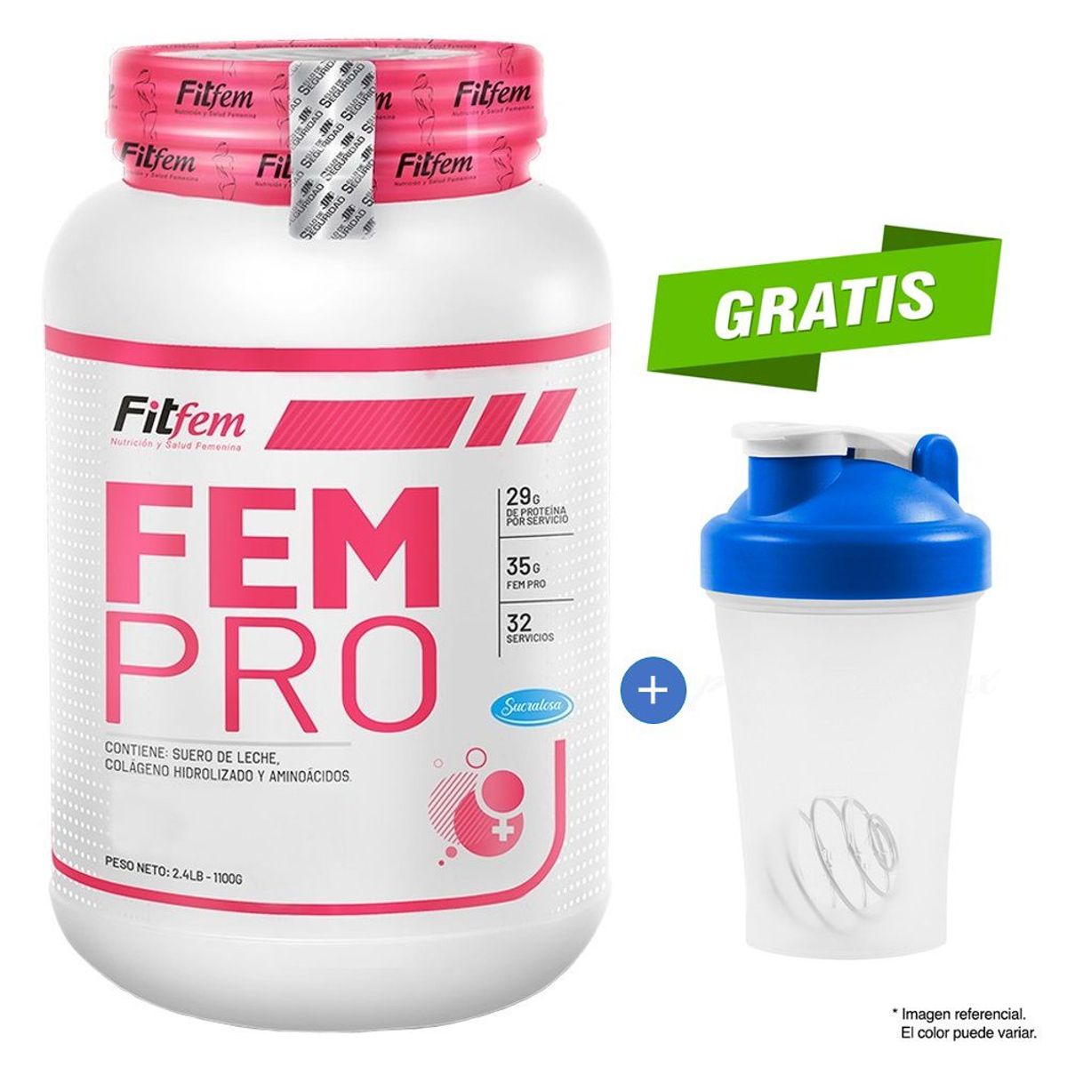 FITFEM - Proteina Suero de Leche Fempro 1.1 kg Vainilla + Shaker