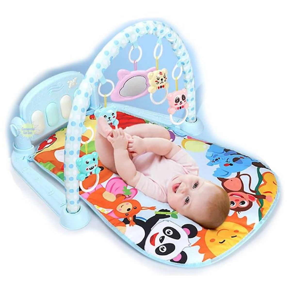 GENERICO - Gimnasio Piano Para Bebé con luces y música Panda Celeste