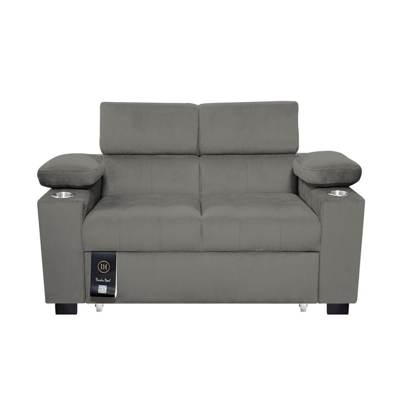BARAKA HOME - Sofá Cama Baltimore con Porta Vasos y Bolsillo 2plz - Gris Oscuro
