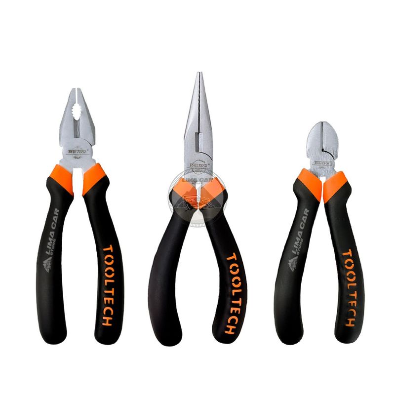 GENERICO - Set 3 Alicates Universal, Pinza Y Corte Profesional Tooltech