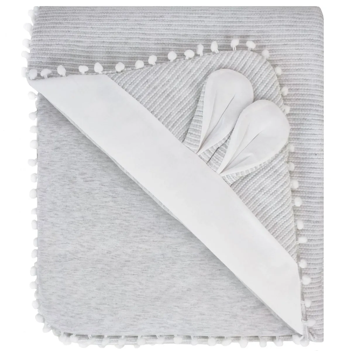 BABY MERINOS - Colcha bebé acolchada - Orejitas - Plomo