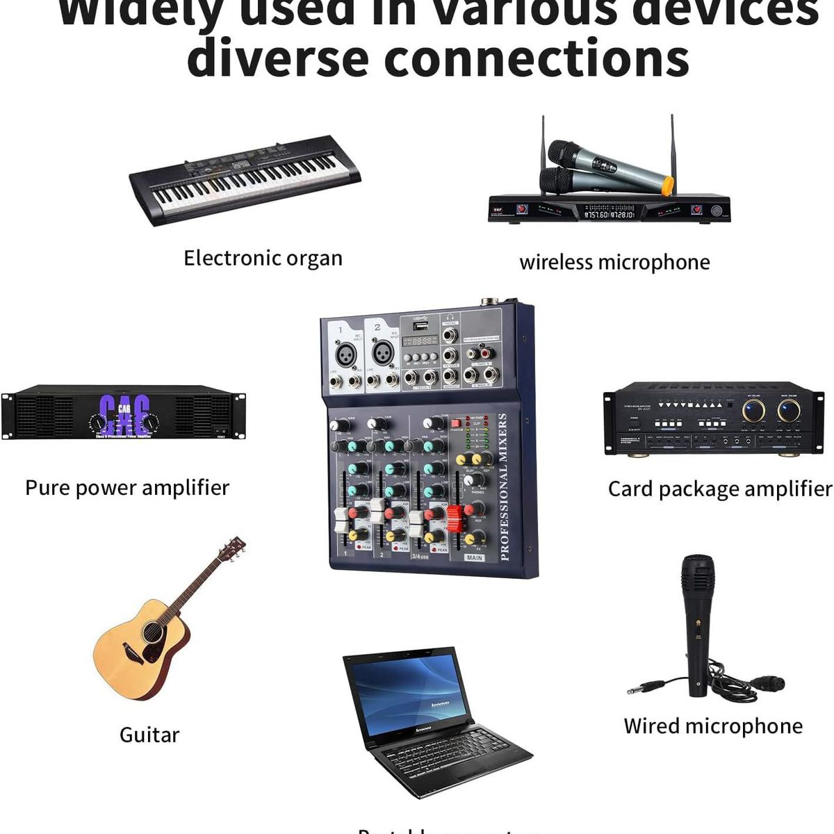 OEM - Mezclador de Audio Profesional 4 Canales Mezclador  Audio USB Bluetoot