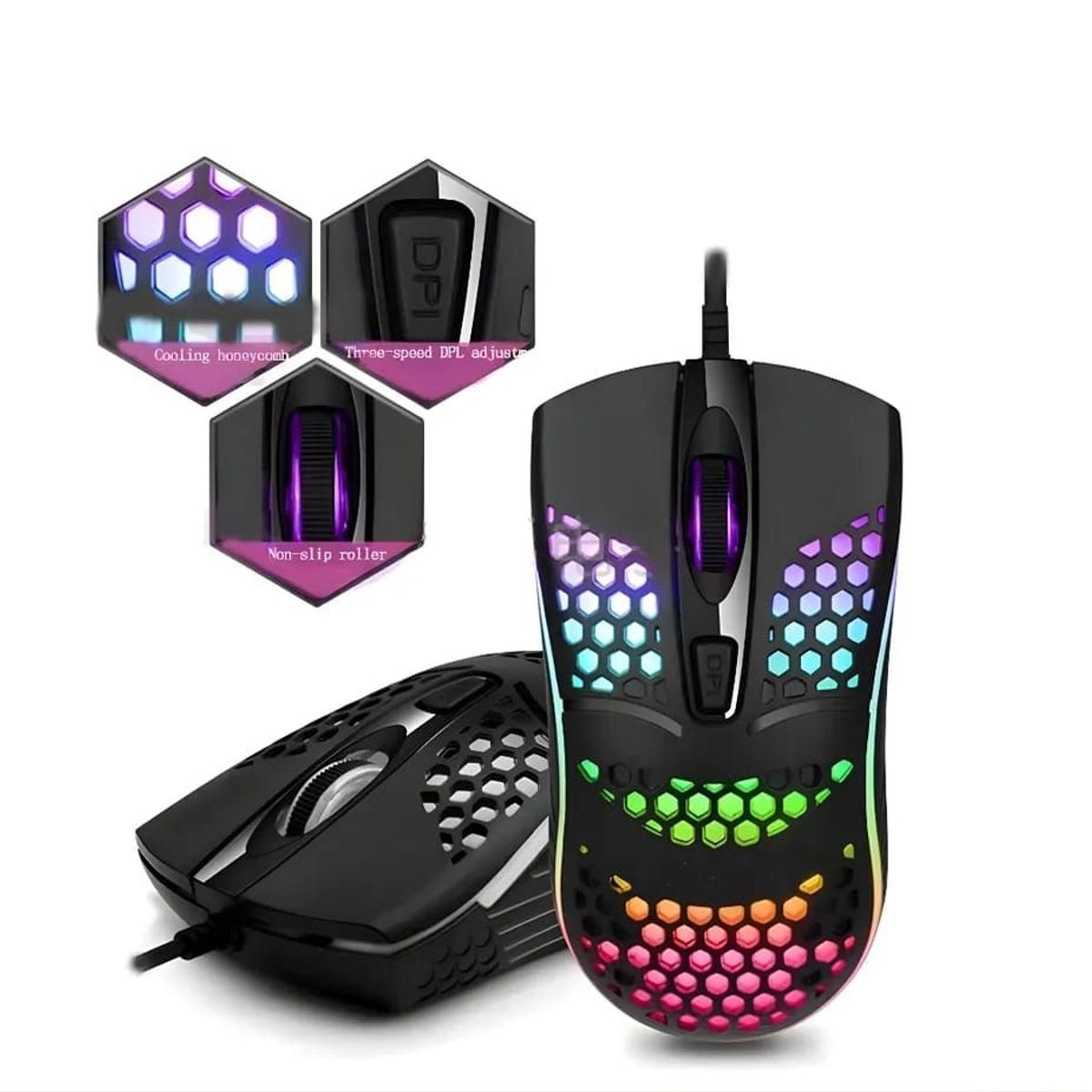 GENERICO - Mouse Gamer RGB USB RGB Para PC Laptop M10 1600 DPI