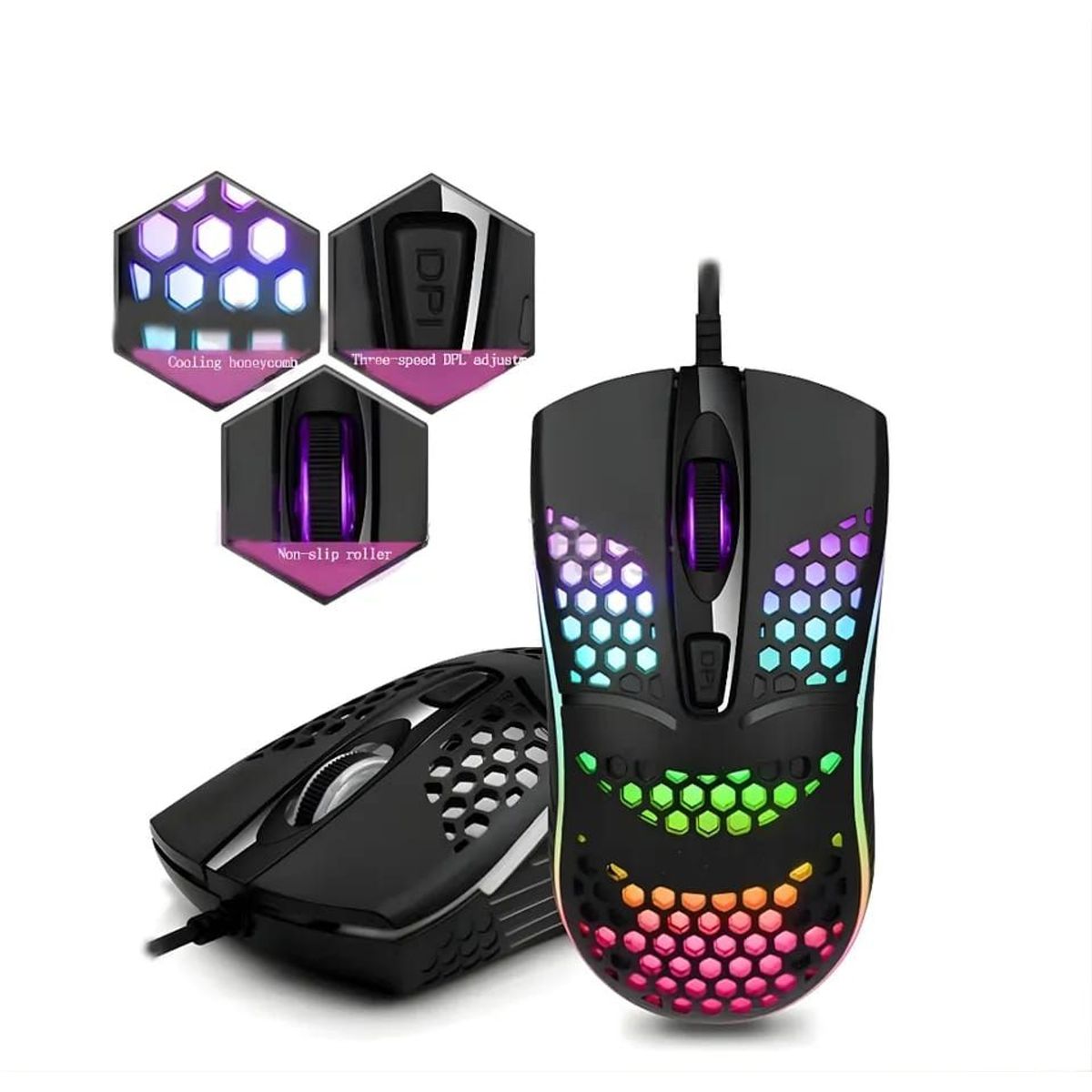 GENERICO - Mouse Gamer RGB USB RGB Para PC Laptop M10 1600 DPI