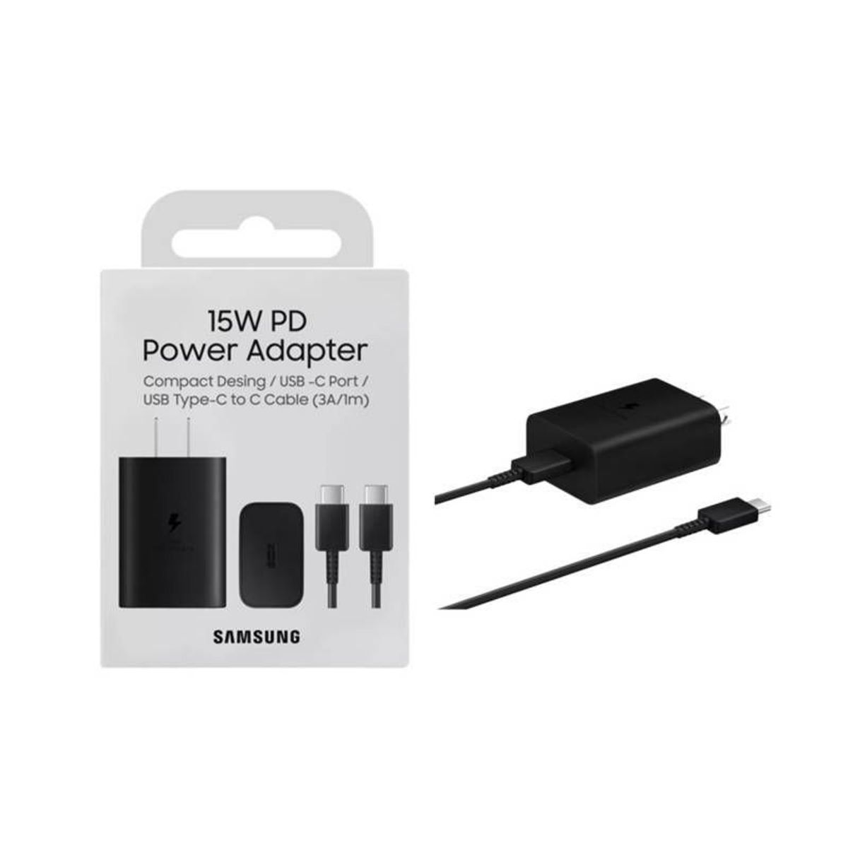 SAMSUNG - Cargador 15W USB-C de Pared para Samsung Carga Rápida Negro