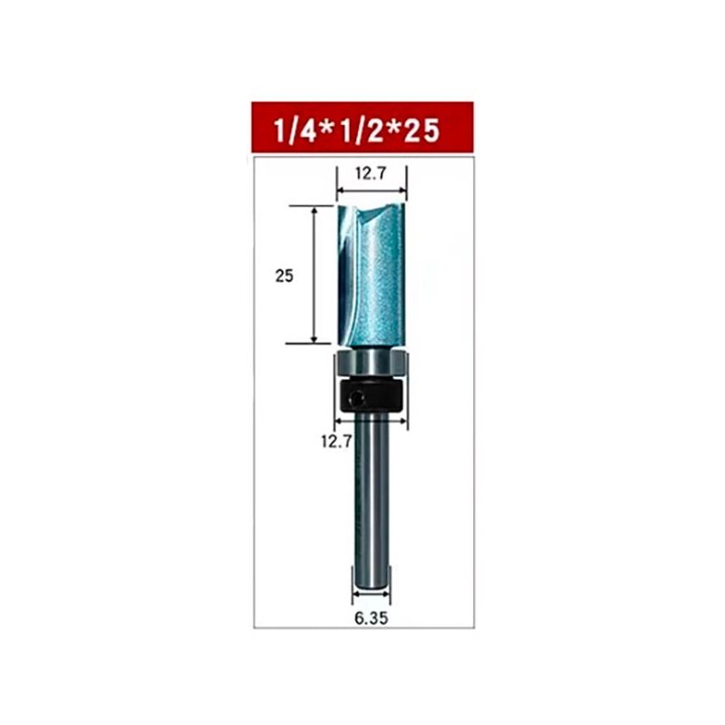 GENERICO - Fresa Copiadora Recta Vástago de 1/4*1/2*25mm. 1 Pza.  Marca TIDEWAY