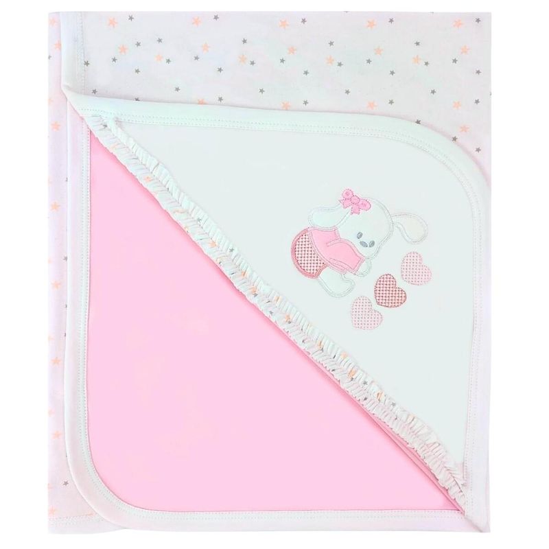 BABY MERINOS - Manta bebé delgada - Algodon - Blanco-Rosado C3C