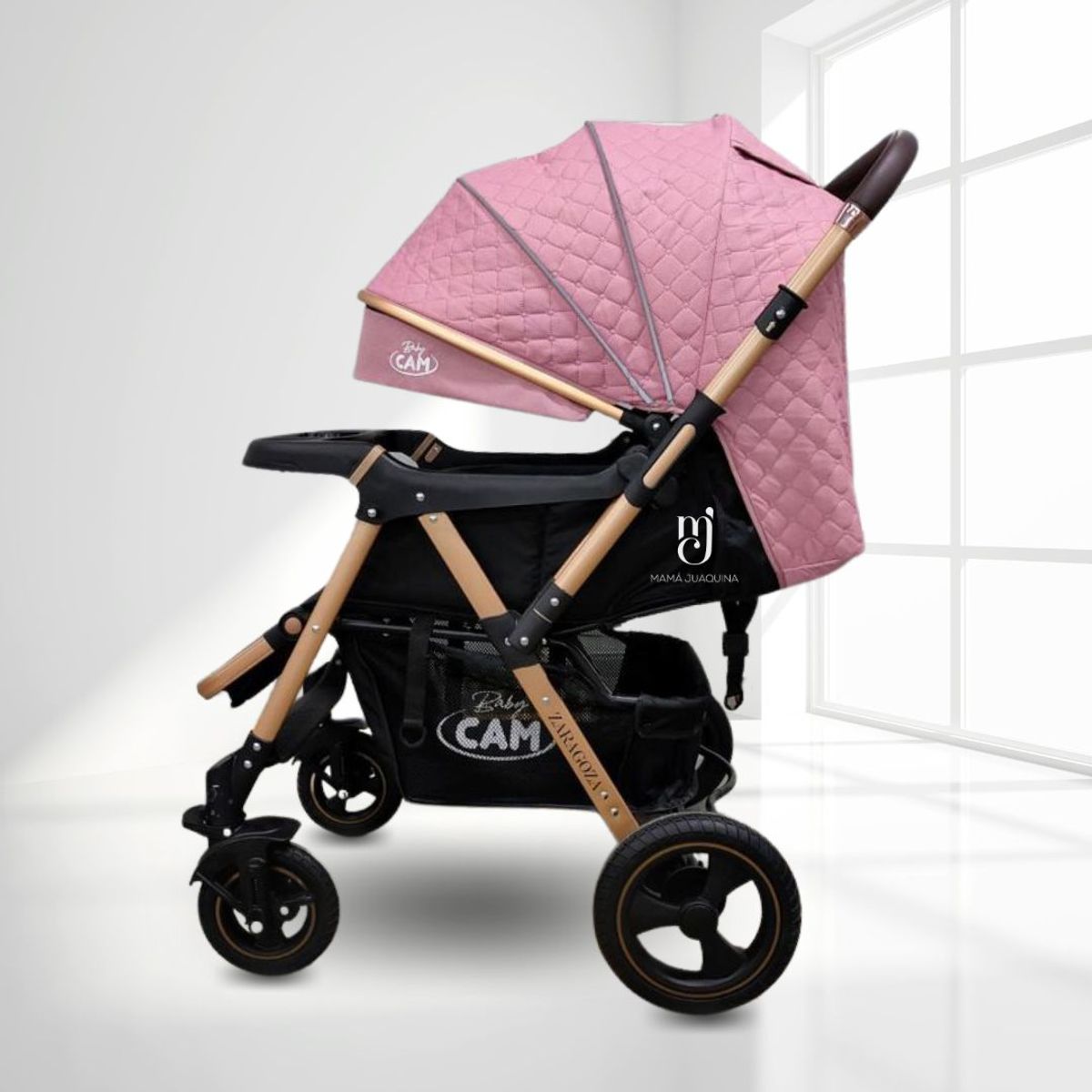 Baby - Coche Cuna de Lujo «ZARAGOZA NEW» con Bolso Pañalero Pink