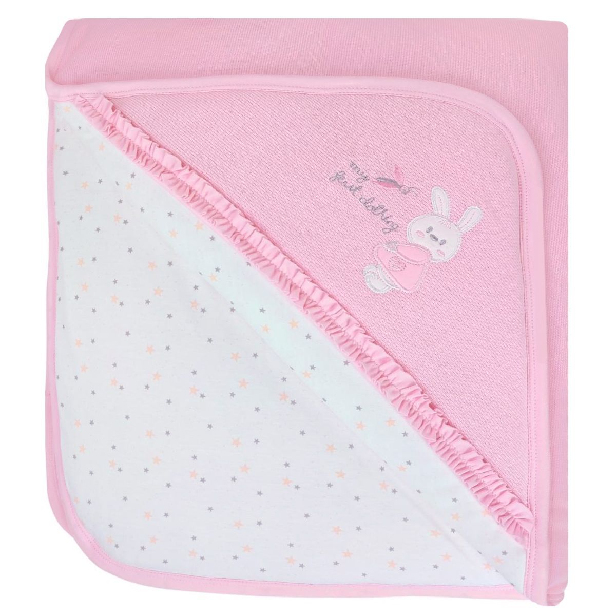 BABY MERINOS - Colcha bebé acolchada punto ingles Coneja - Rosado