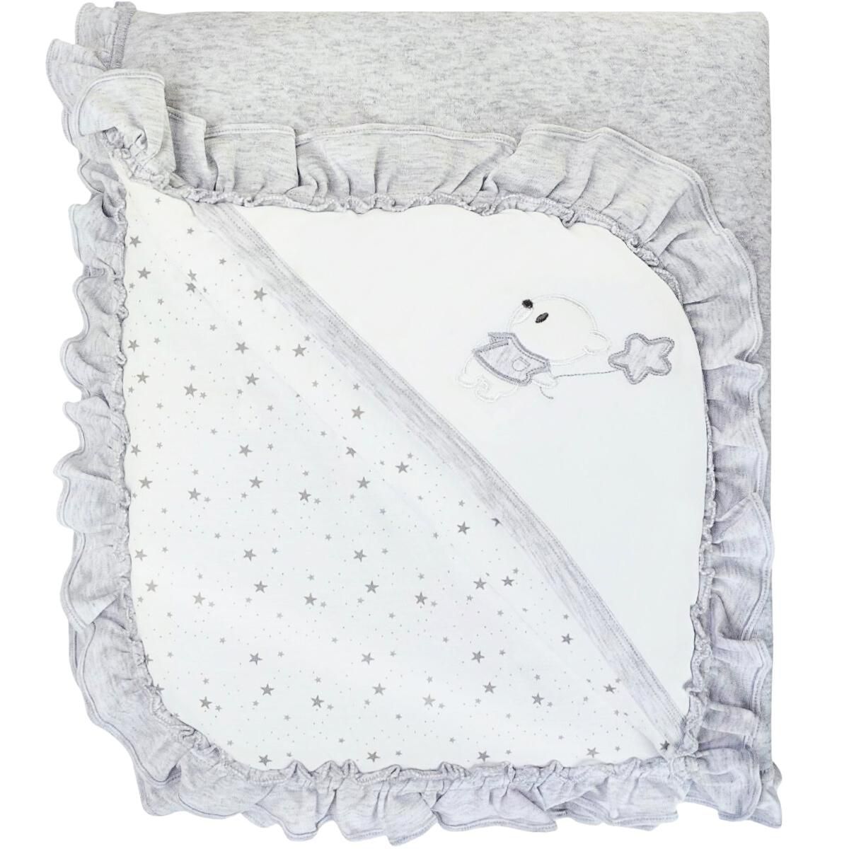 BABY MERINOS - Colcha bebé acolchada Reversible - jacquard  - Osito Globo - Plomo