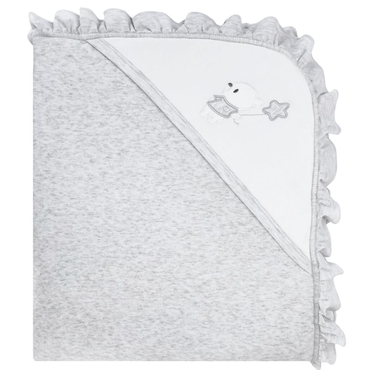 BABY MERINOS - Colcha bebé acolchada Reversible - jacquard  - Osito Globo - Plomo