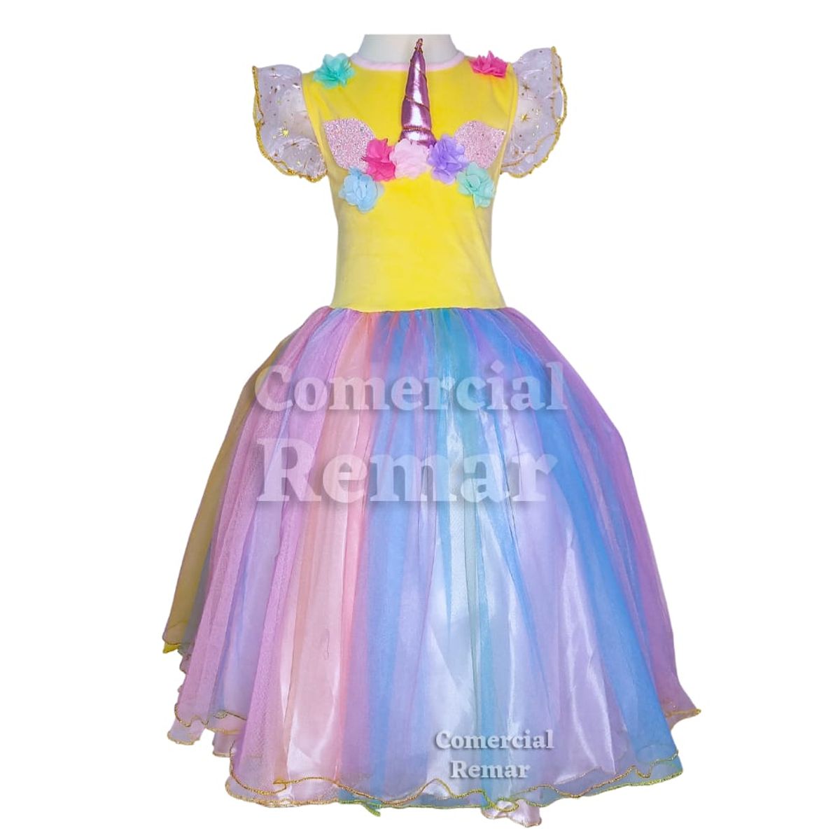 GENERICO - Vestido Princesa Unicornio Multicolor para Niña - Talla 4 a la 16