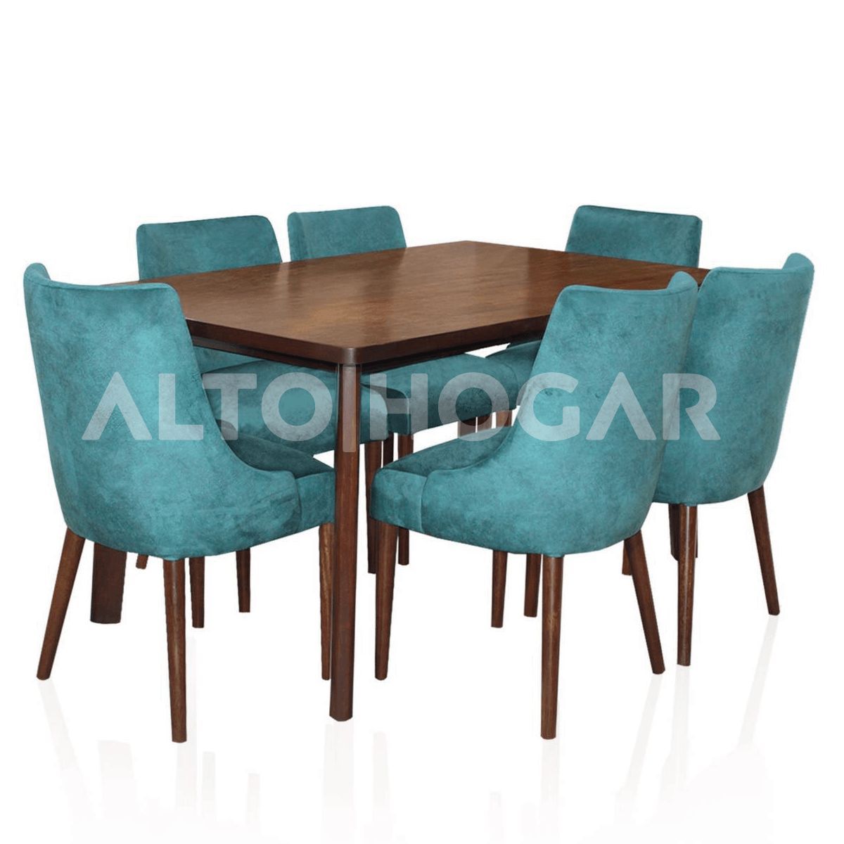 ALTO HOGAR - Juego de Comedor 6 Sillas Amaia Turquesa Madera Tornillo