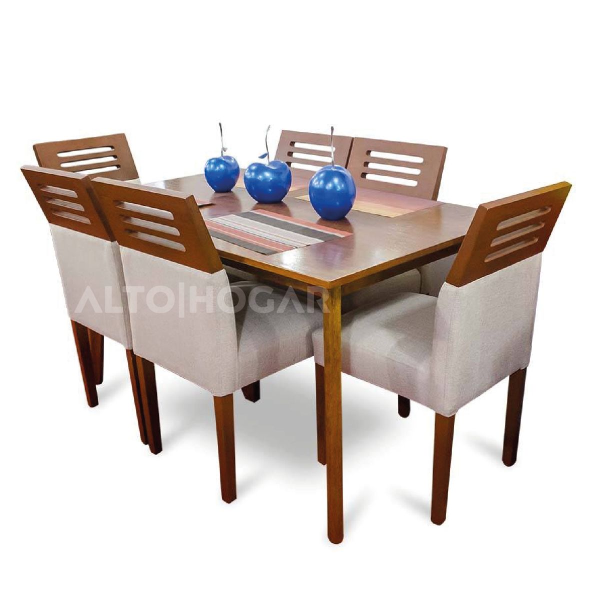 ALTO HOGAR - Juego de Comedor 6 Sillas Louisiana Beige Madera Tornillo