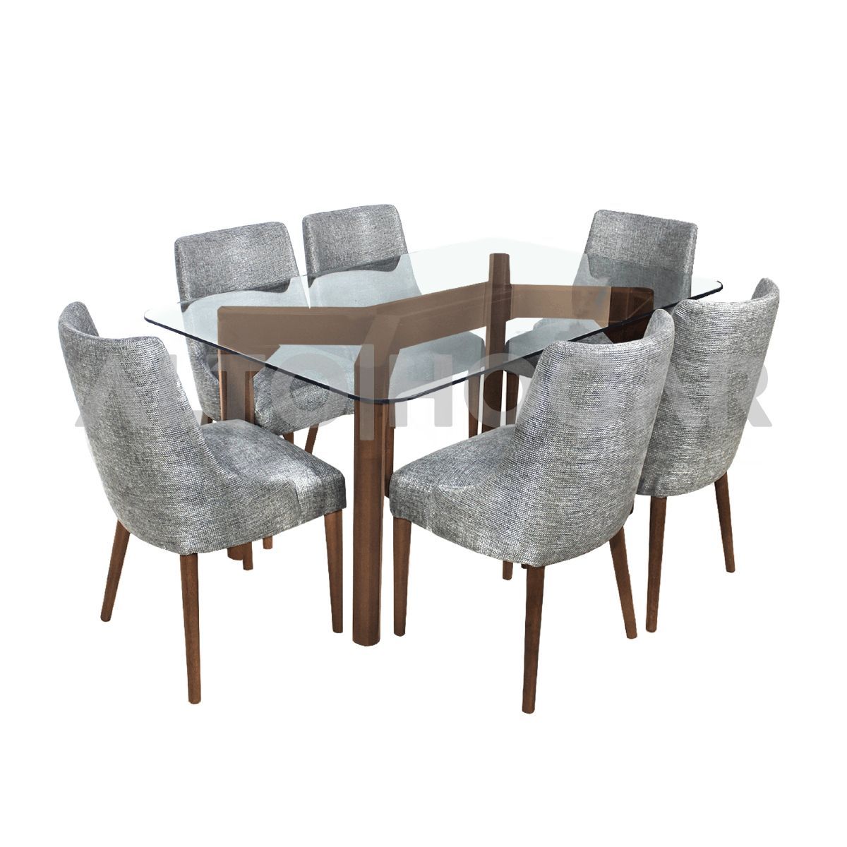 ALTO HOGAR - Juego de Comedor 6 Sillas Anneka Gris Madera Tornillo