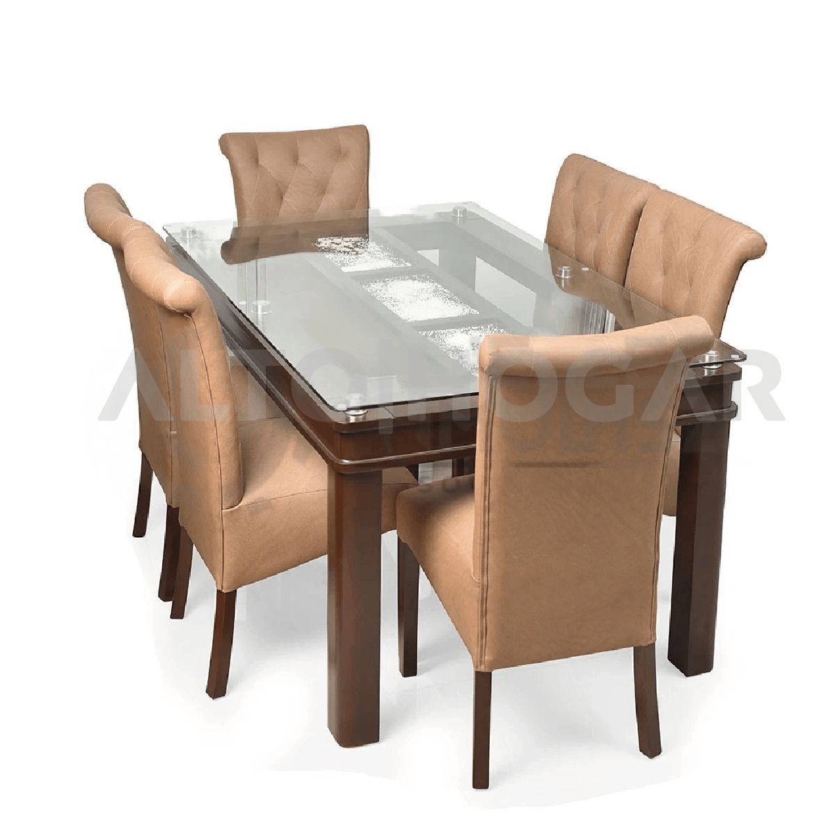ALTO HOGAR - Juego de Comedor 6 Sillas Alessa Beige Madera Tornillo