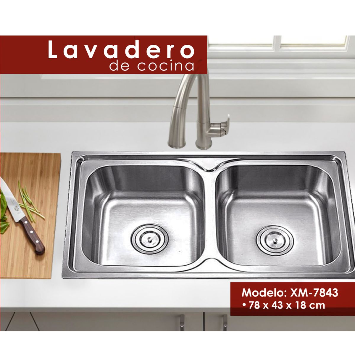 XM - Lavadero para cocina 2 pozas XM 7843
