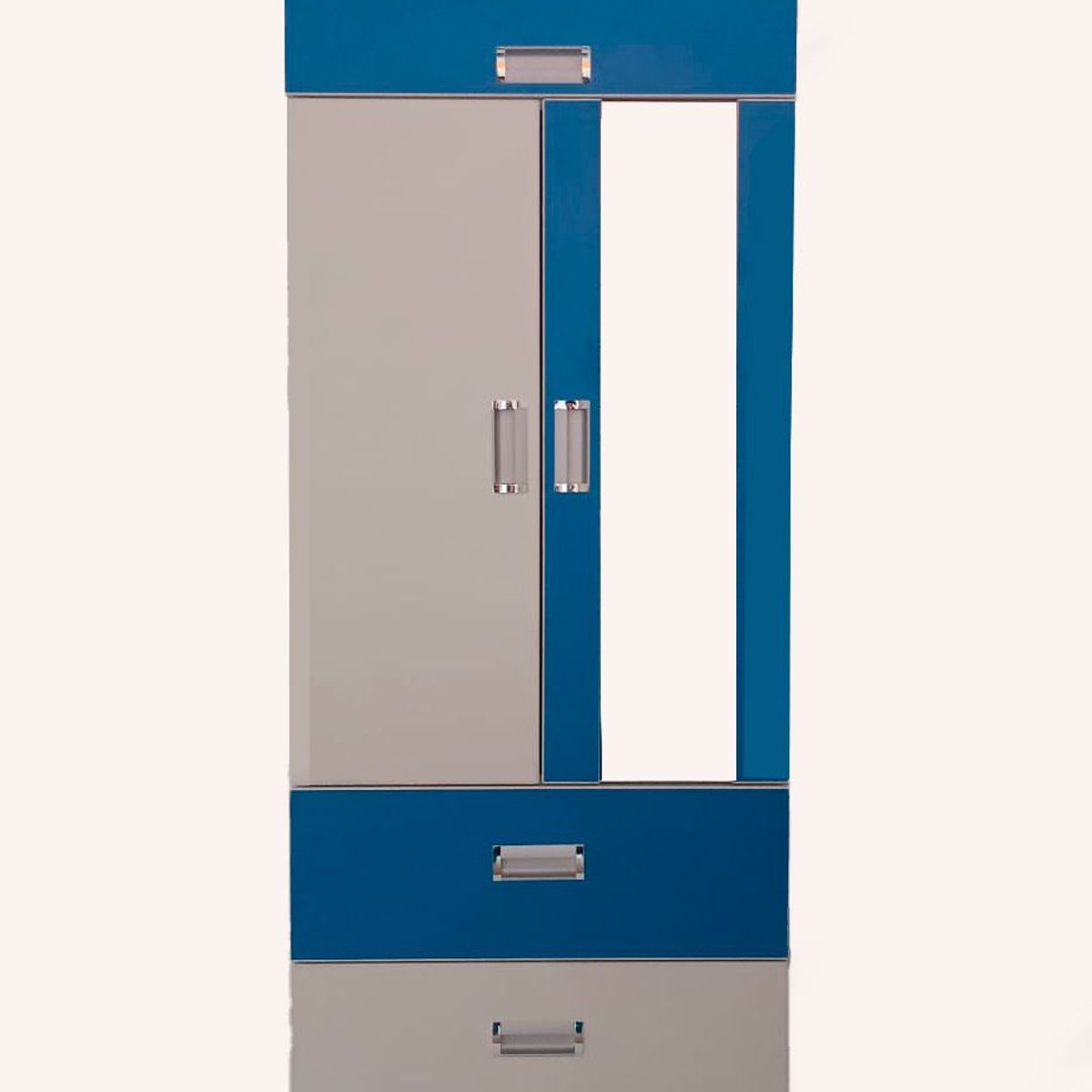 GENERICO - ROPERO 2 PUERTAS PARA NIÑO COLOR BLANCO CON AZUL