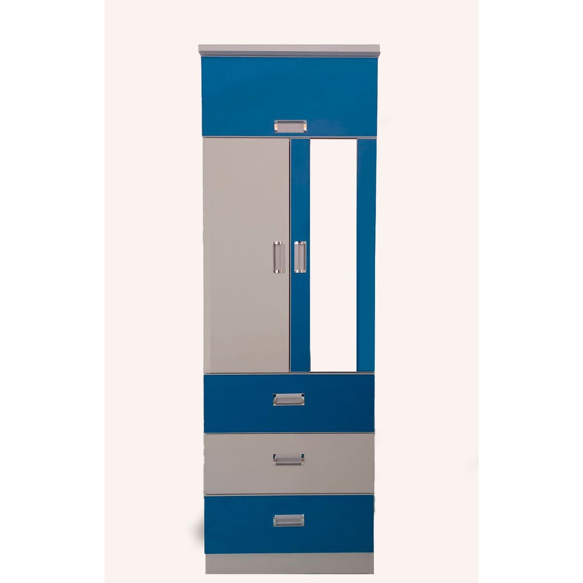 GENERICO - ROPERO 2 PUERTAS PARA NIÑO COLOR BLANCO CON AZUL