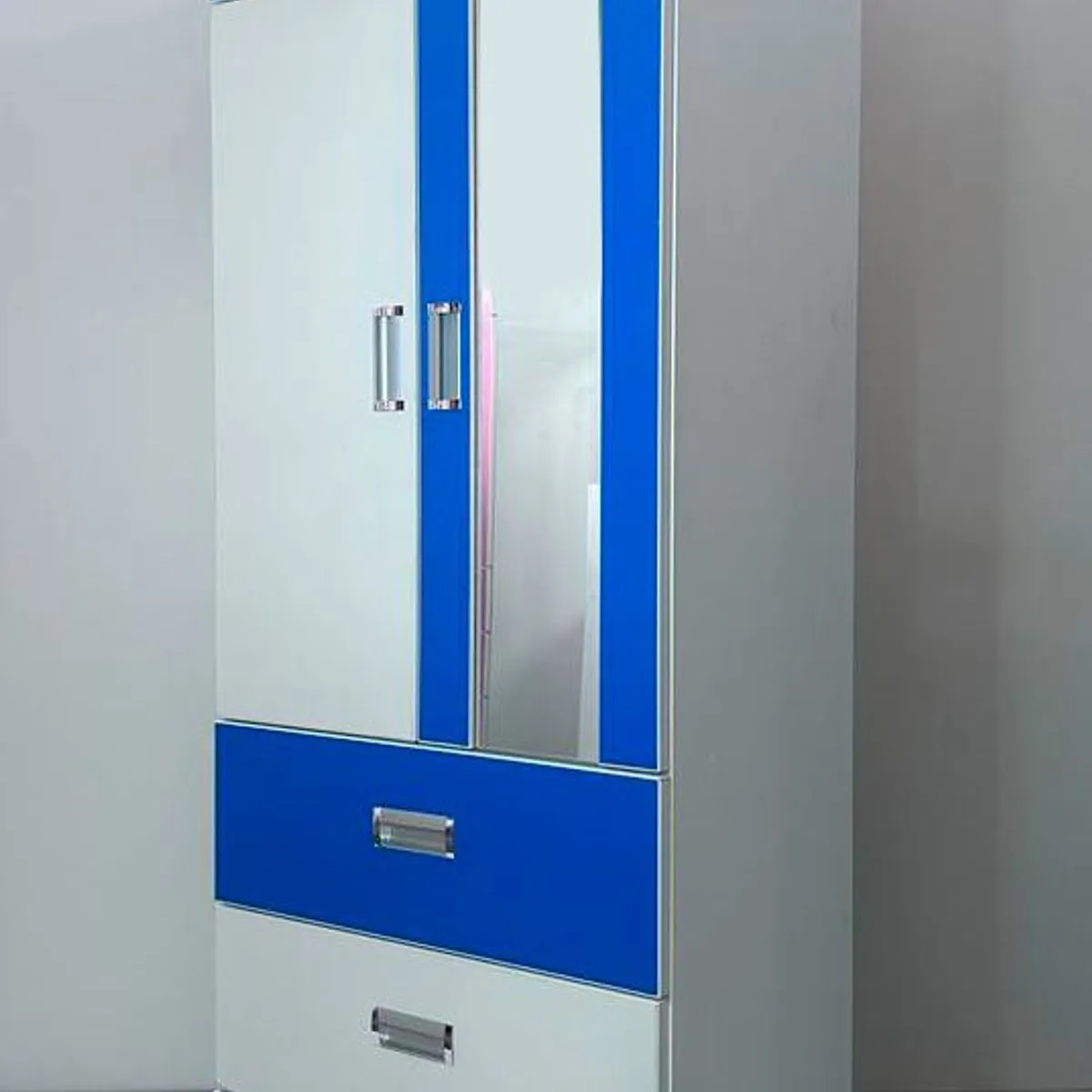 GENERICO - ROPERO 2 PUERTAS PARA NIÑO COLOR BLANCO CON AZUL