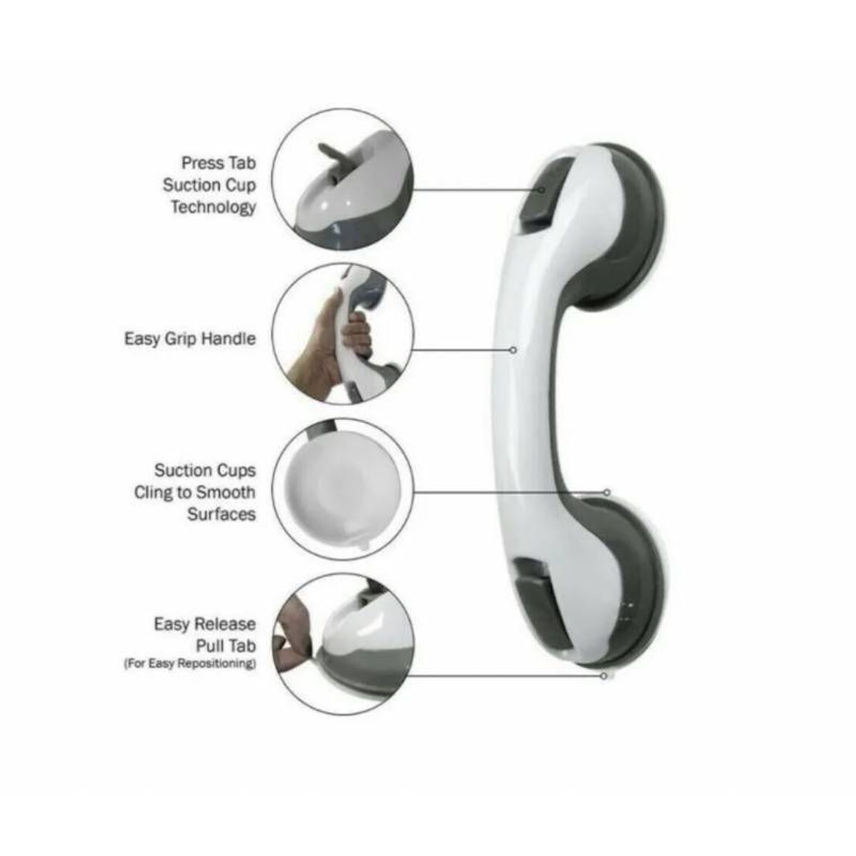 GENERICO - Agarradera Ducha Ventosa Baño Pared