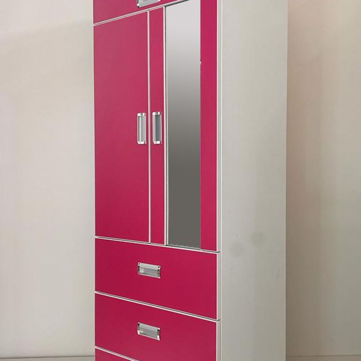 GENERICO - ROPERO 2 PUERTAS PARA NIÑA COLOR BLANCO CON MAGENTA