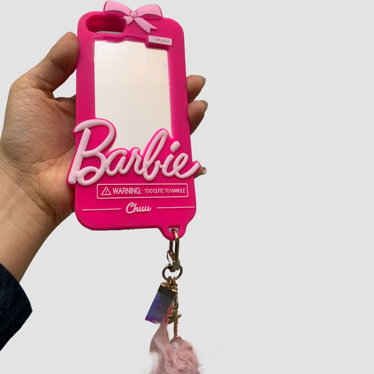 GENERICO - Case espejo c/pompón iPhone 6, 6S, 7 y 8