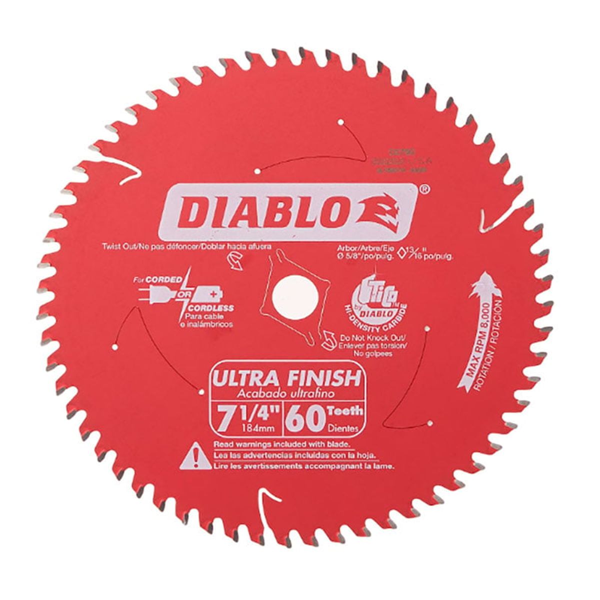 GENERICO - Hoja de Sierra Circular para Melamina de 7 1/4″ 60 Dientes – Freud (Diablo) Mod-D0760A