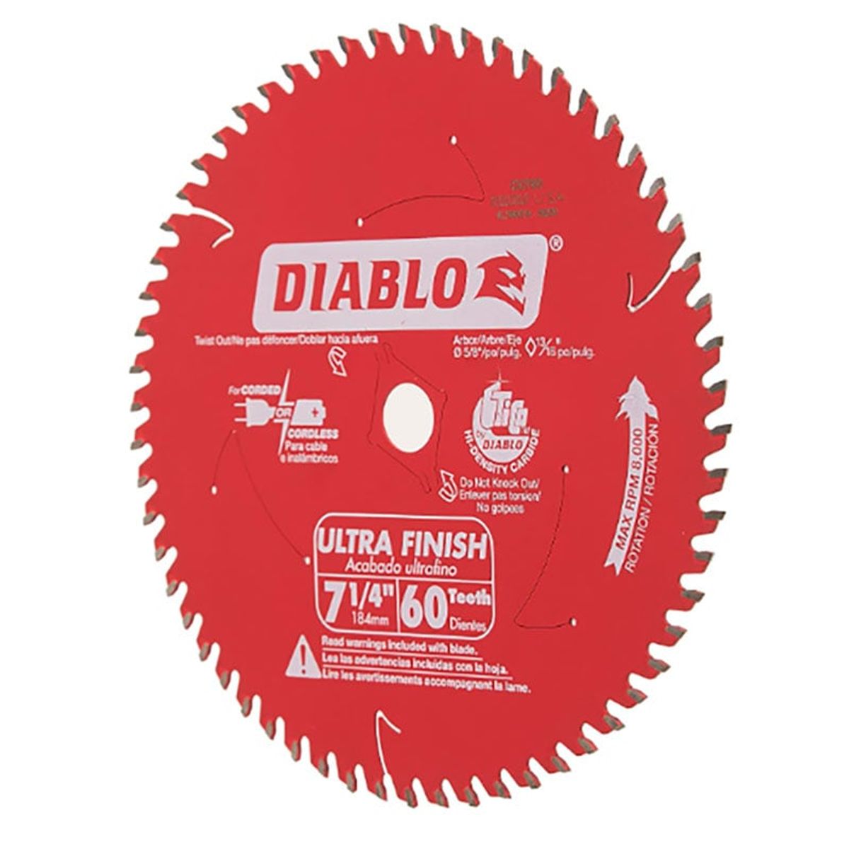 GENERICO - Hoja de Sierra Circular para Melamina de 7 1/4″ 60 Dientes – Freud (Diablo) Mod-D0760A