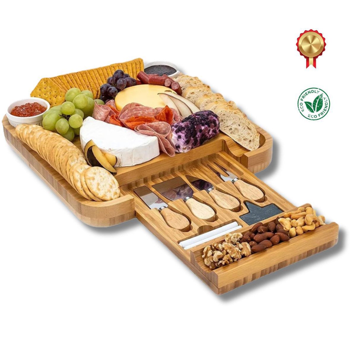 GENERICO - Tabla Grande de Quesos  Charcuteria Premium Con Cajon Extraible