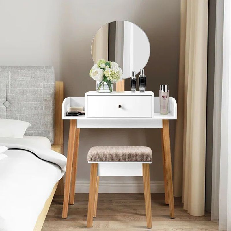 MUEBLES CRISOSTOMO - Tocador de Melamina Vintage Blanco 70cm