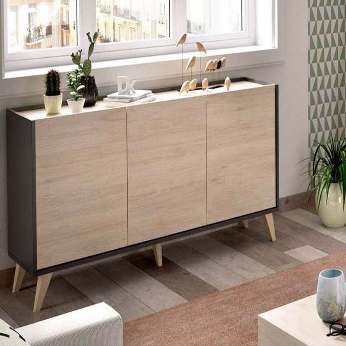 VENTITAS HOME - Aparador Vintage Cheryl Ventitas Home Negro y Rovere