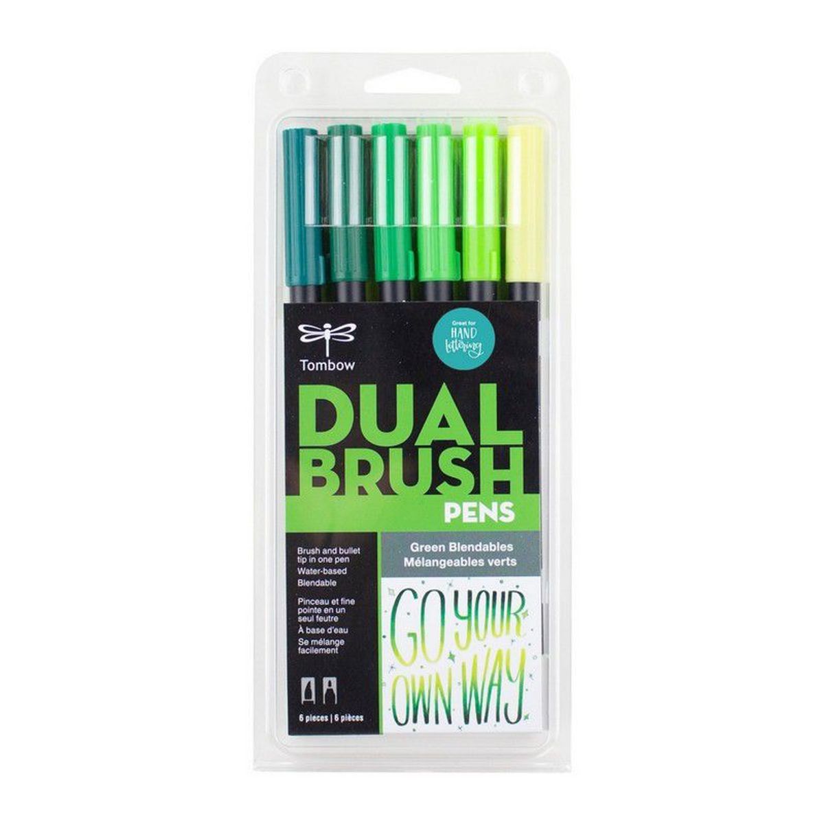 TOMBOW - Plumones Tombow Dual Brush Set Tonos verde 6 unidades