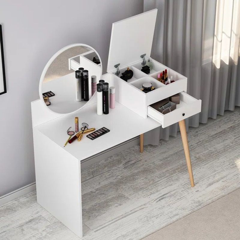 MUEBLES CRISOSTOMO - Tocador de Melamina Moderno Blanco 120cm