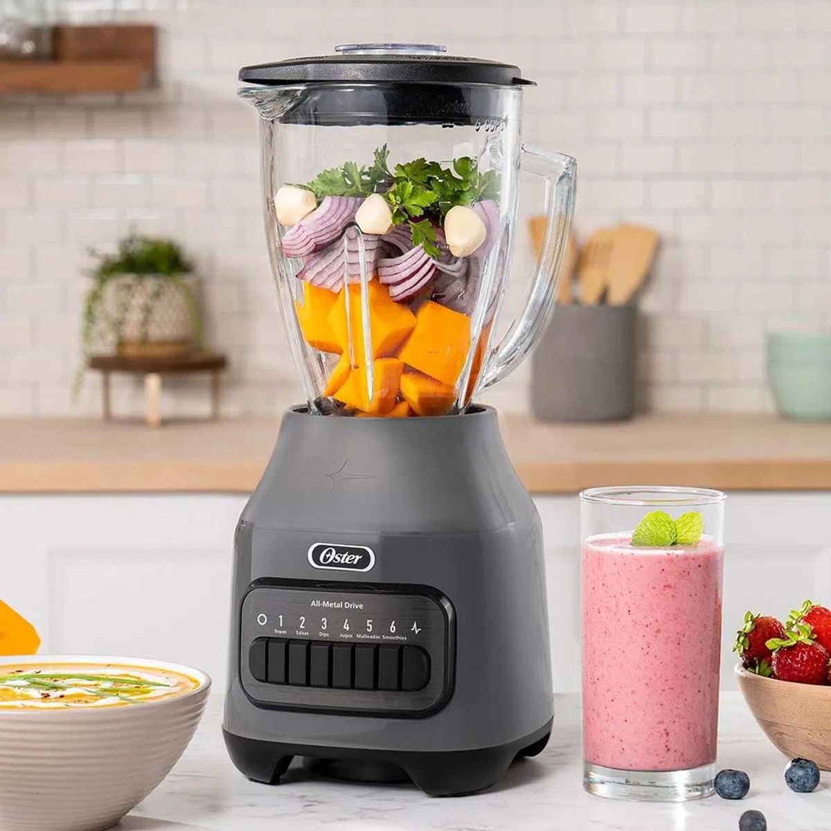 OSTER - Licuadora Oster 6V 15L Vaso Refractario Gris Blstpeg-Gpb