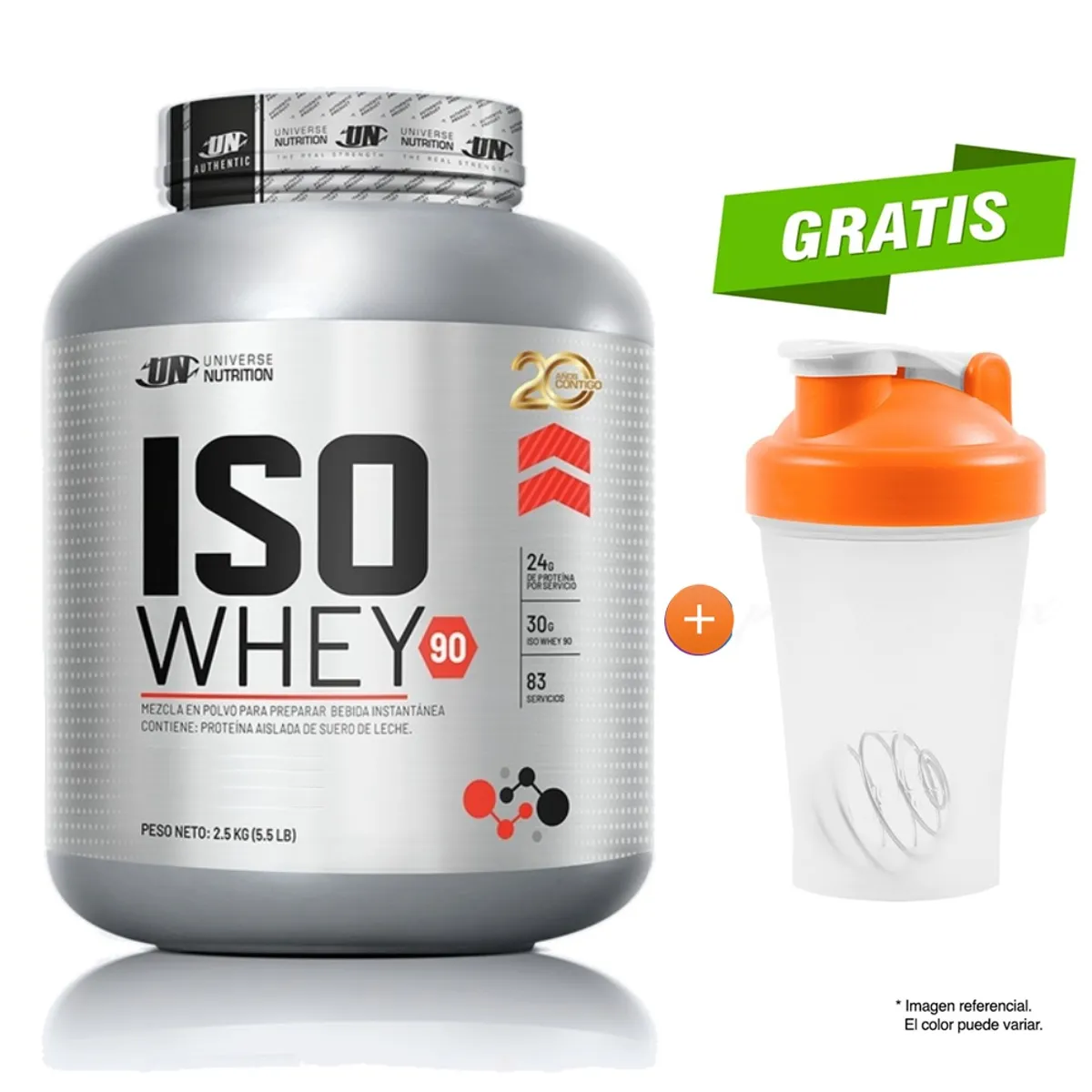 UNIVERSE NUTRITION - PROTEÍNA ISOLATADA ISO WHEY DE 2.5 KG CHOCOLATE MÁS SHAKER