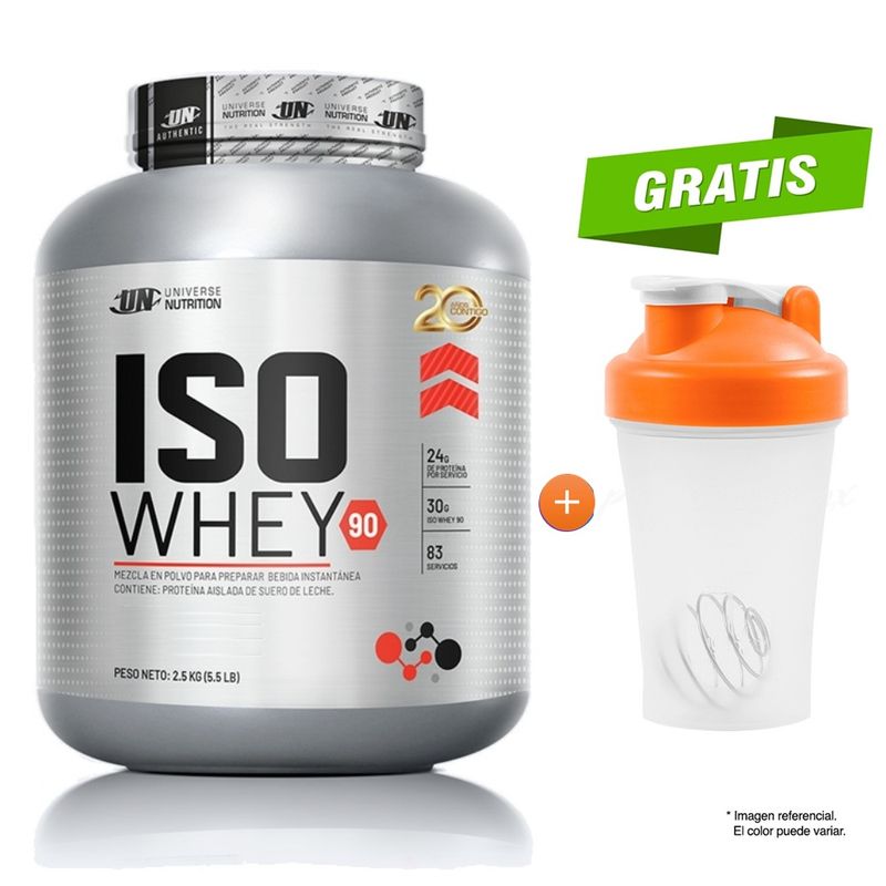 UNIVERSE NUTRITION - PROTEÍNA ISOLATADA ISO WHEY DE 2.5 KG CHOCOLATE MÁS SHAKER