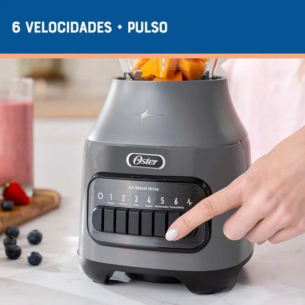 OSTER - Licuadora Oster 6 velocidades más pulso Gris