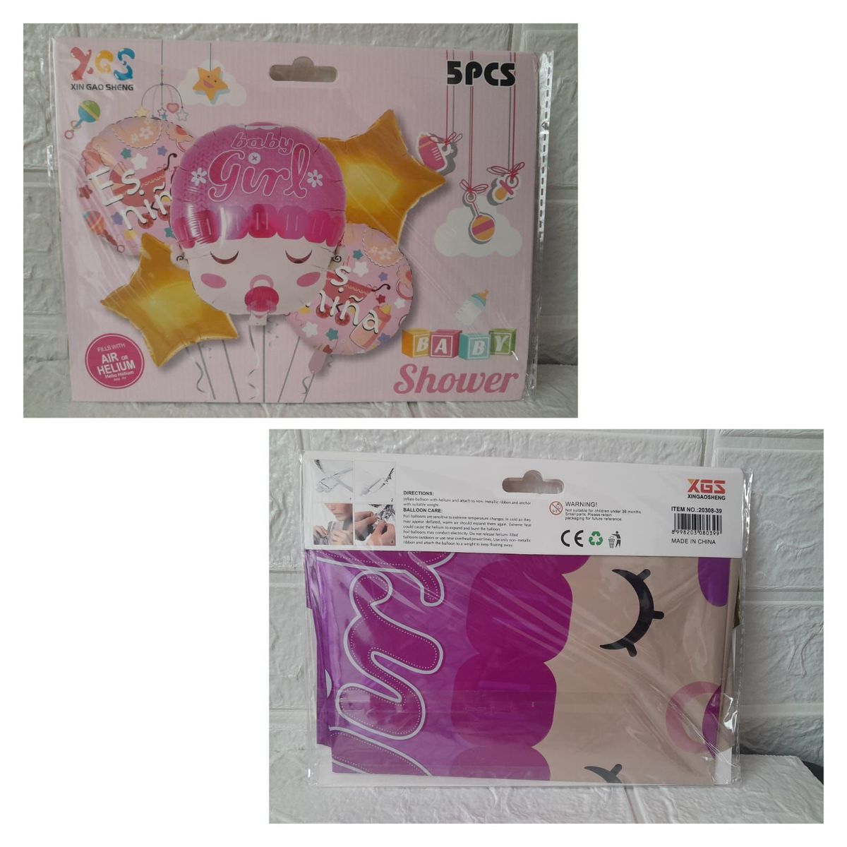 GENERICO - SET DE GLOBOS DECORATIVOS PARA BABYSHOWER ES NIÑA CELESTE