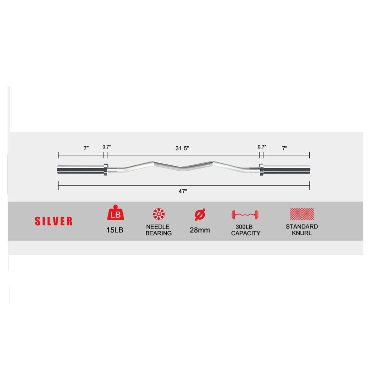 GENERICO - Barra Olímpica Z Cromada De 1.20 Mt + Seguros