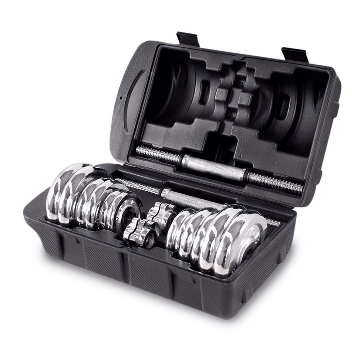 GENERICO - Set de Pesas 20Kg Cromadas Mancuernas Adaptador