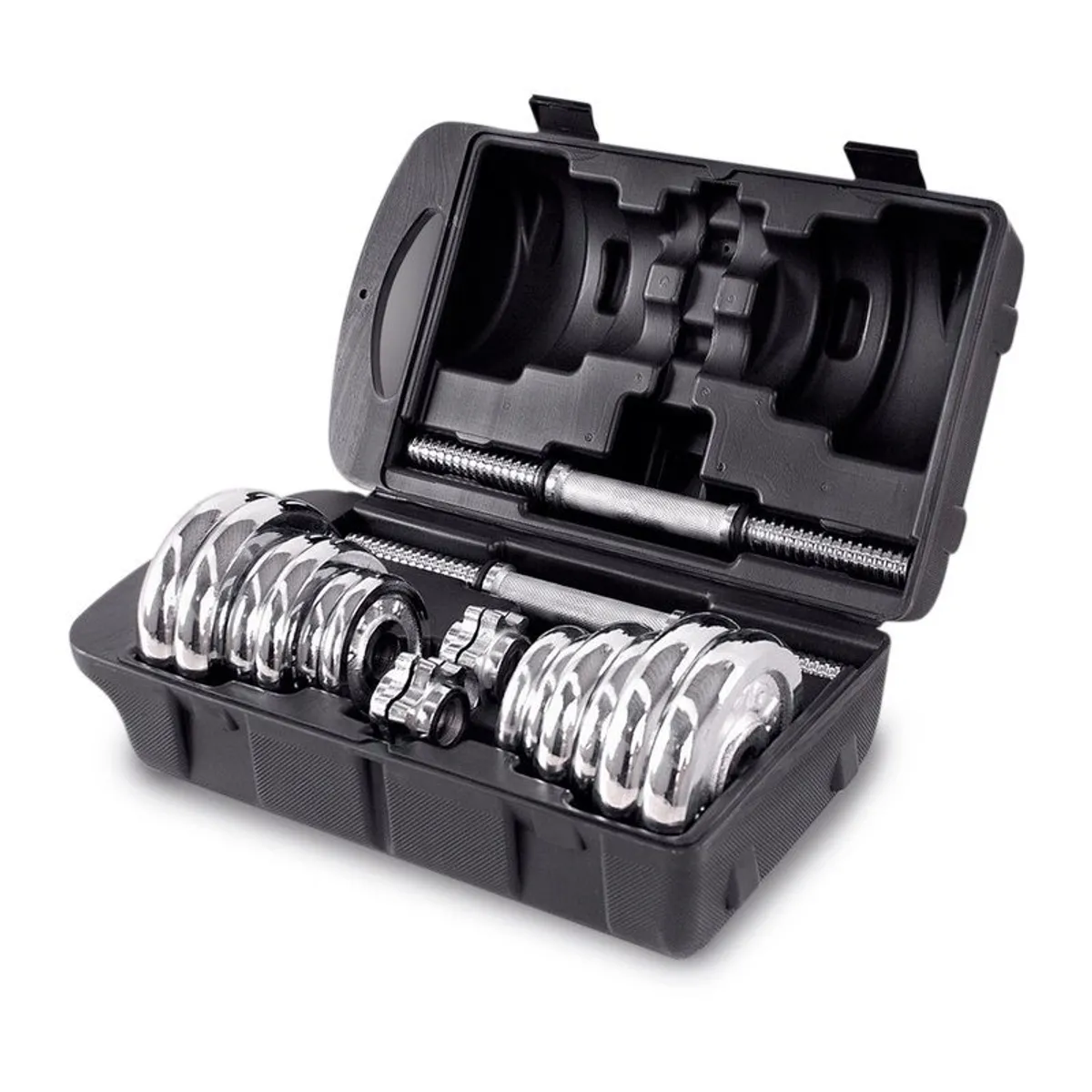 GENERICO - Set de Pesas 20Kg Cromadas Mancuernas Adaptador