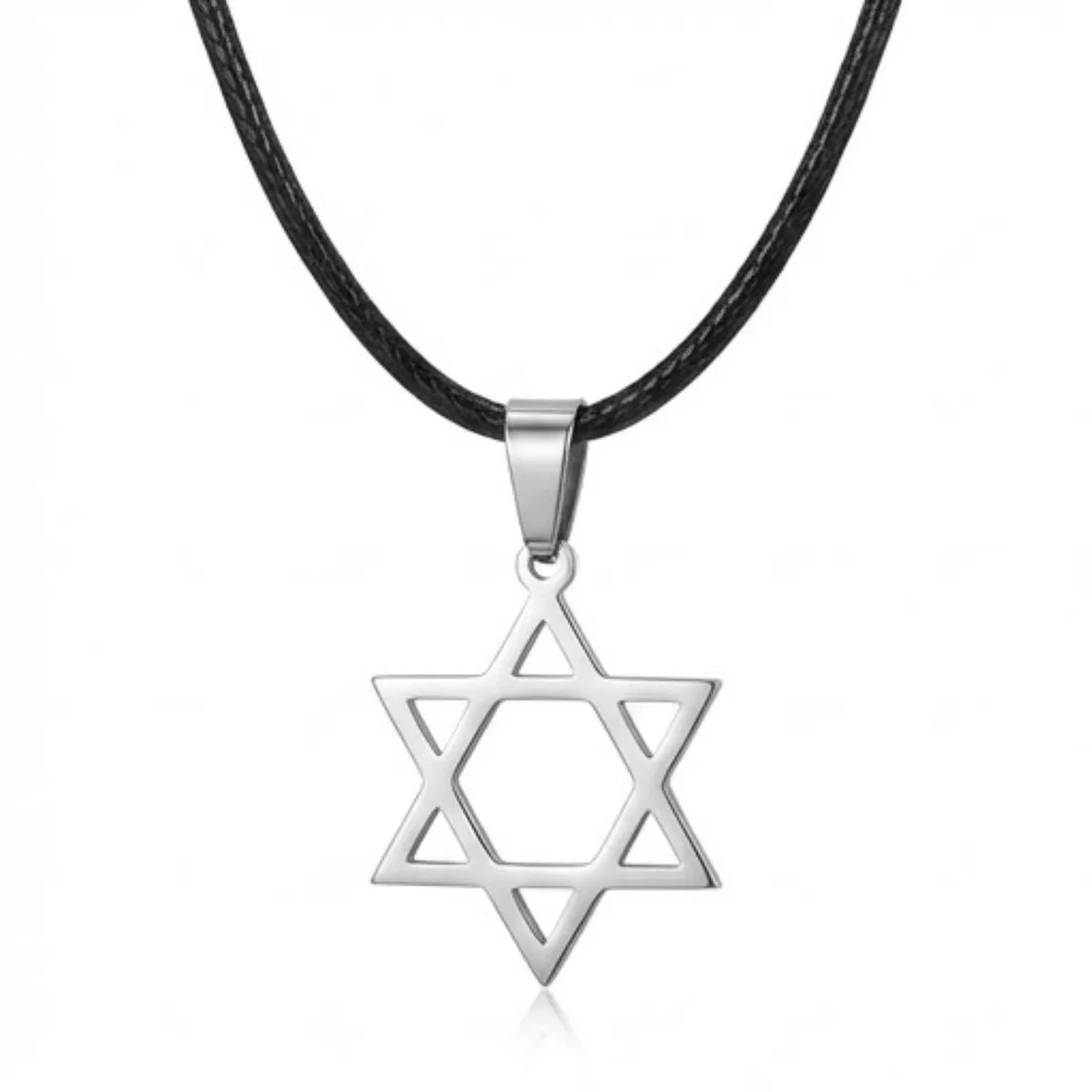GENERICO - Collar Hombre Acero Inoxidable 316L Dije Estrella De David Magen 60cm Minimalista
