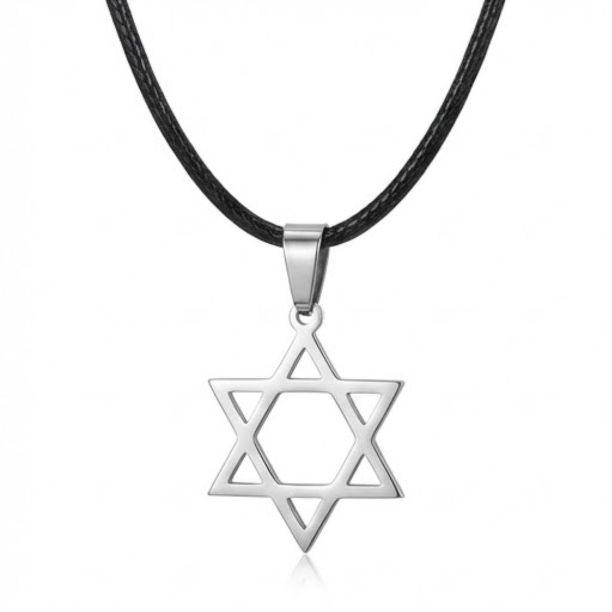 GENERICO - Collar Hombre Acero Inoxidable 316L Dije Estrella De David Magen 60cm Minimalista