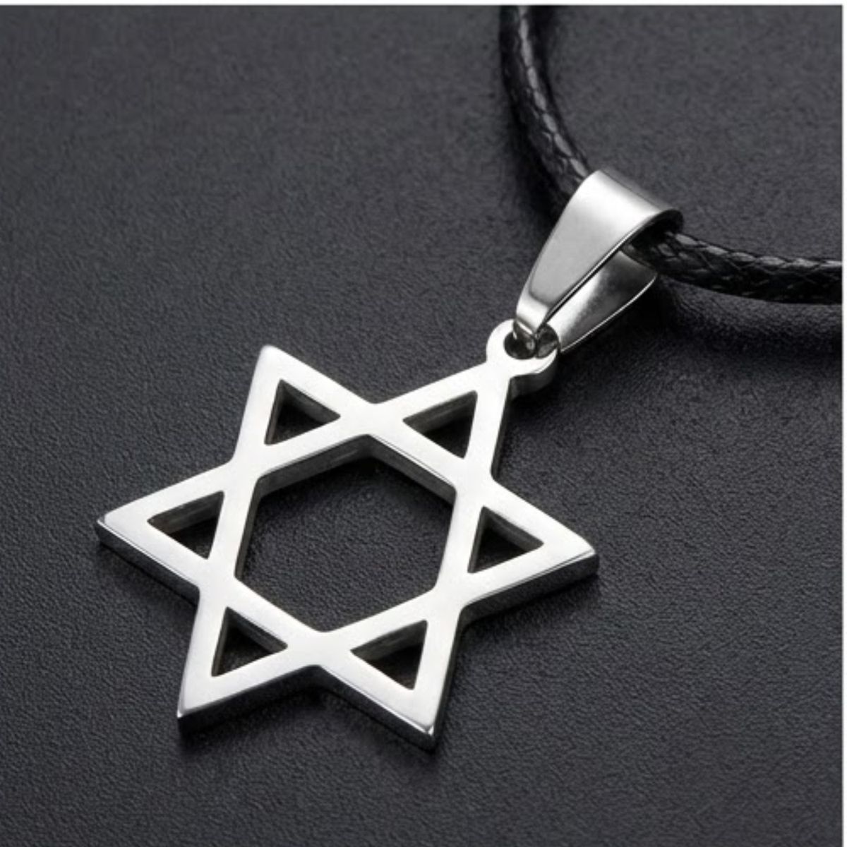 GENERICO - Collar Hombre Acero Inoxidable 316L Dije Estrella De David Magen 60cm Minimalista