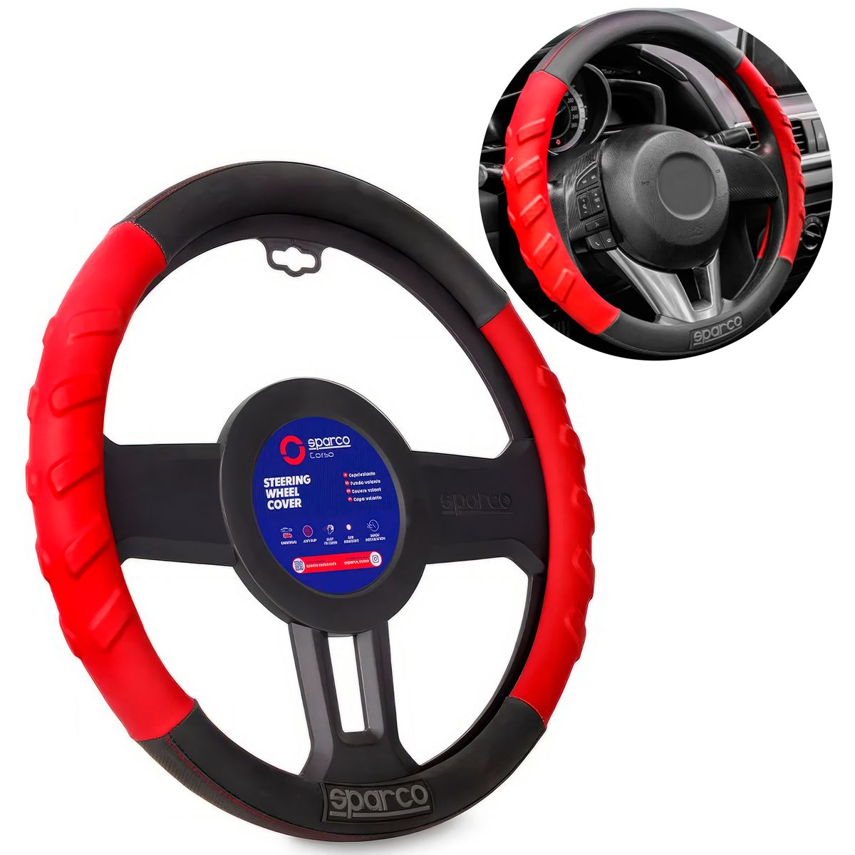 SPARCO - Cubre Volante Sparco Deportivo Ergonomico Rojo Auto